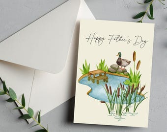 Duck Pond Father's Day Card: Printable Greeting Card & Envelope (PDF)