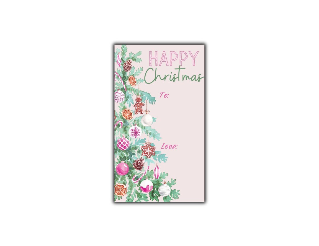 Pink Christmas Tree Gift Tags: Printable Santa Tags (PDF) - Etsy
