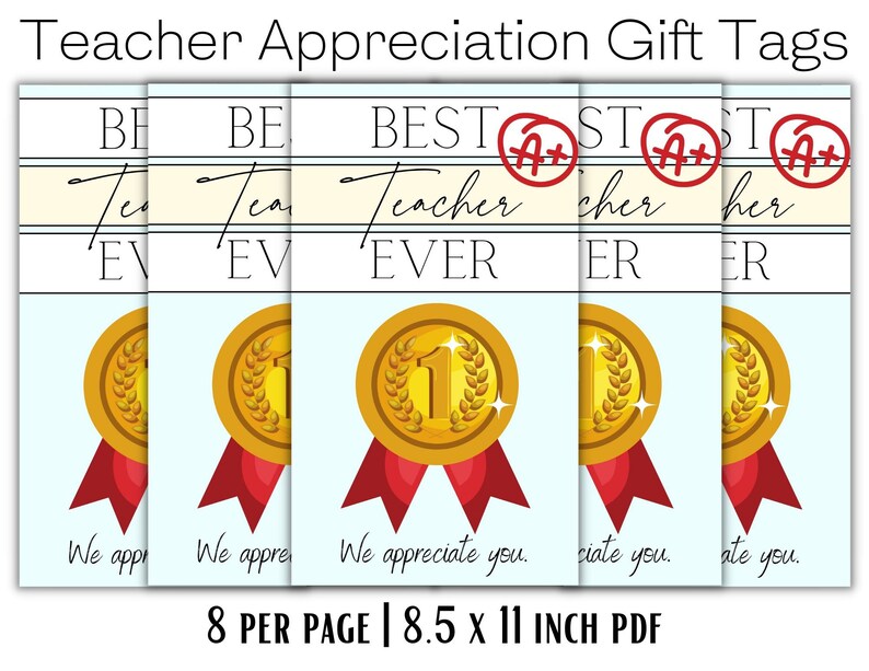 Teacher Appreciation Gift Tags: Printable Thank You Favor Tags (PDF) - Etsy