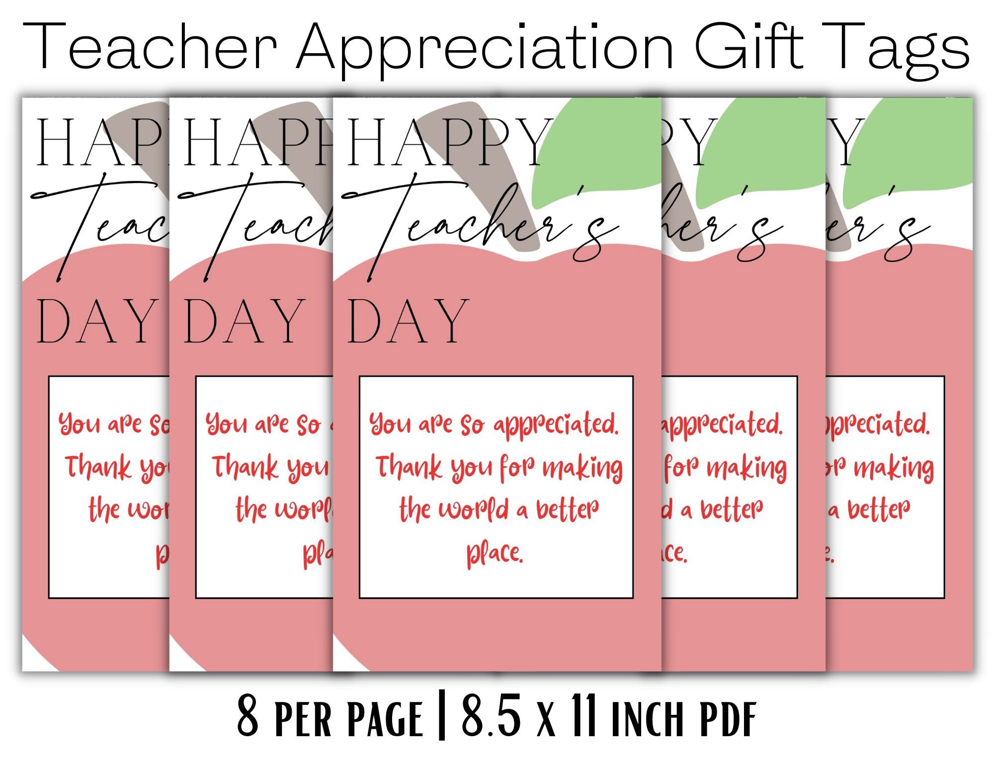 Teacher Appreciation Gift Tag Printable: Thank You Favor Tags (PDF) - Etsy