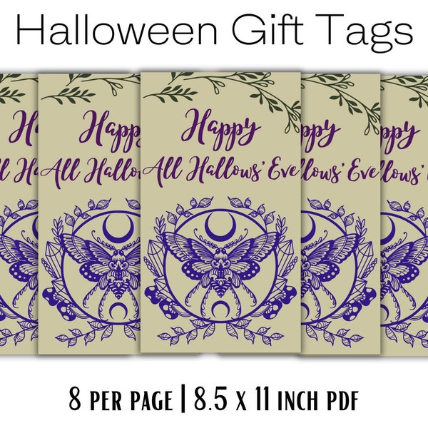 Happy All Hallows Eve Butterfly Gift Tag Printable, Happy Halloween, Halloween Party Favor, Halloween svg, Teacher Gift, Trick or Treat Bag