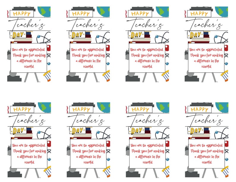 Teacher Appreciation Gift Tags: Printable Thank You Favor Tags (PDF) - Etsy