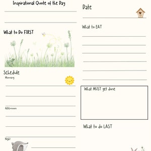 Tagesplaner Planer Vorlage Tägliche To Do Liste, Wald Thema Printables, Cottage Kern, Waldtier Printables, Spaß To Do Liste pdf