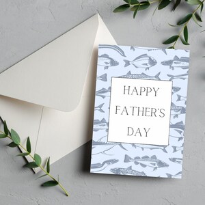 Tarjeta y sobre imprimibles para el Día del Padre con un pez para papás amantes de la pesca, descarga instantánea, ideas de regalo para papá, novio, padrastro y abuelo.