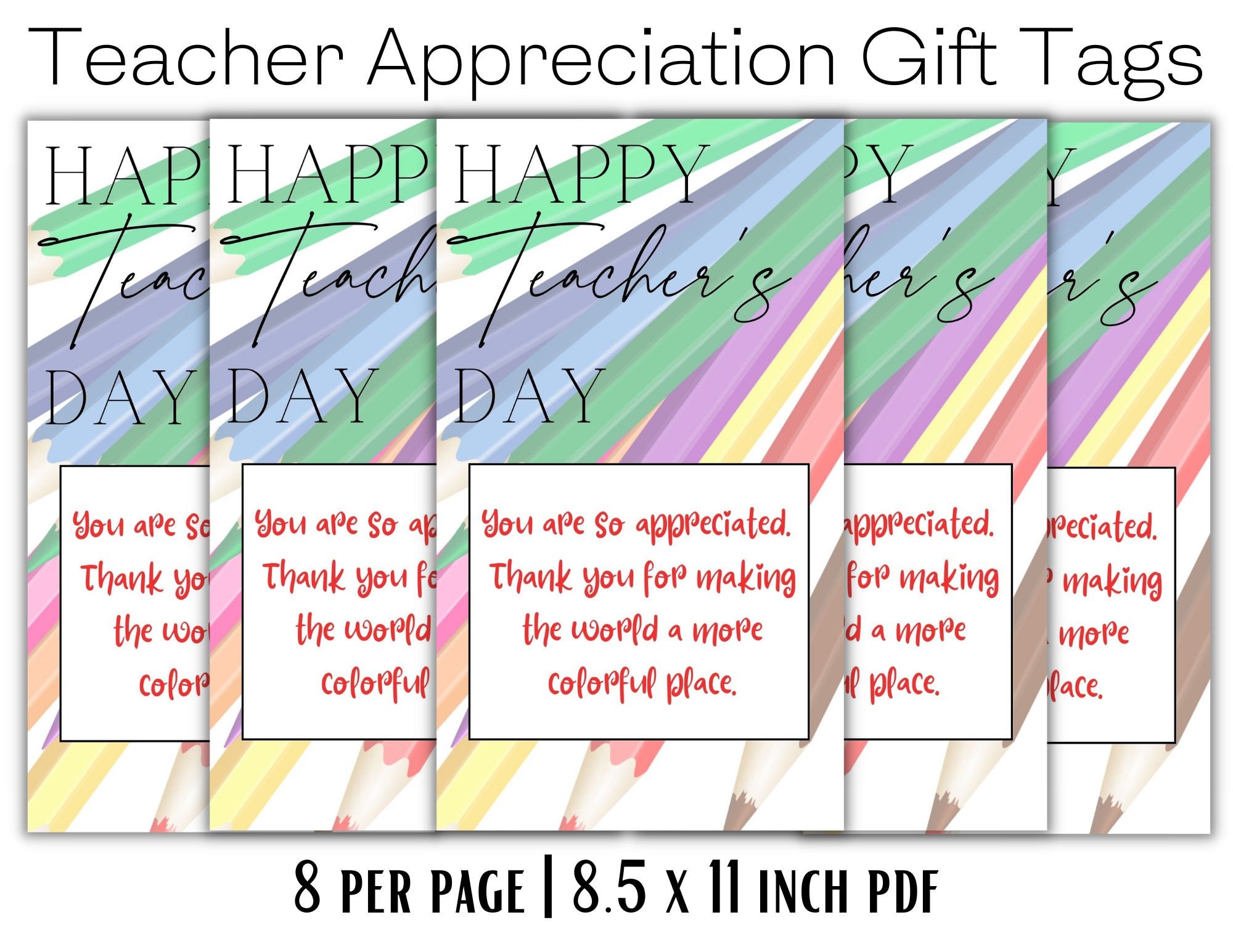 Teacher Appreciation Gift Tag Printable (PDF) - Etsy