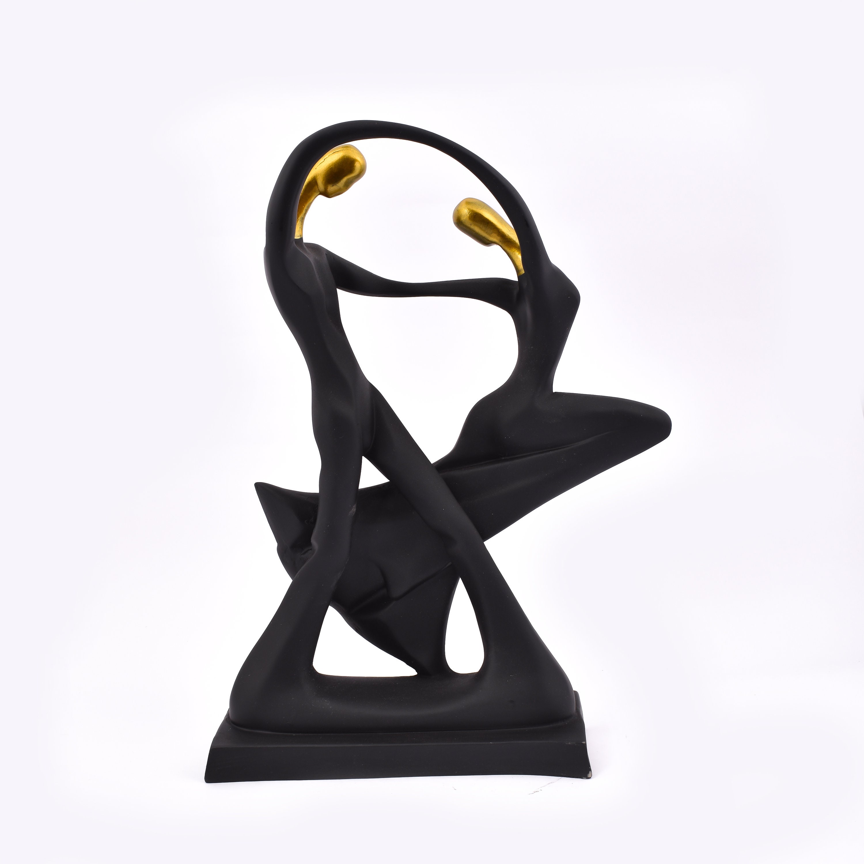 Abstract Dancing Couple Statue, Black and Gold Resin, Farmhouse Decor ...