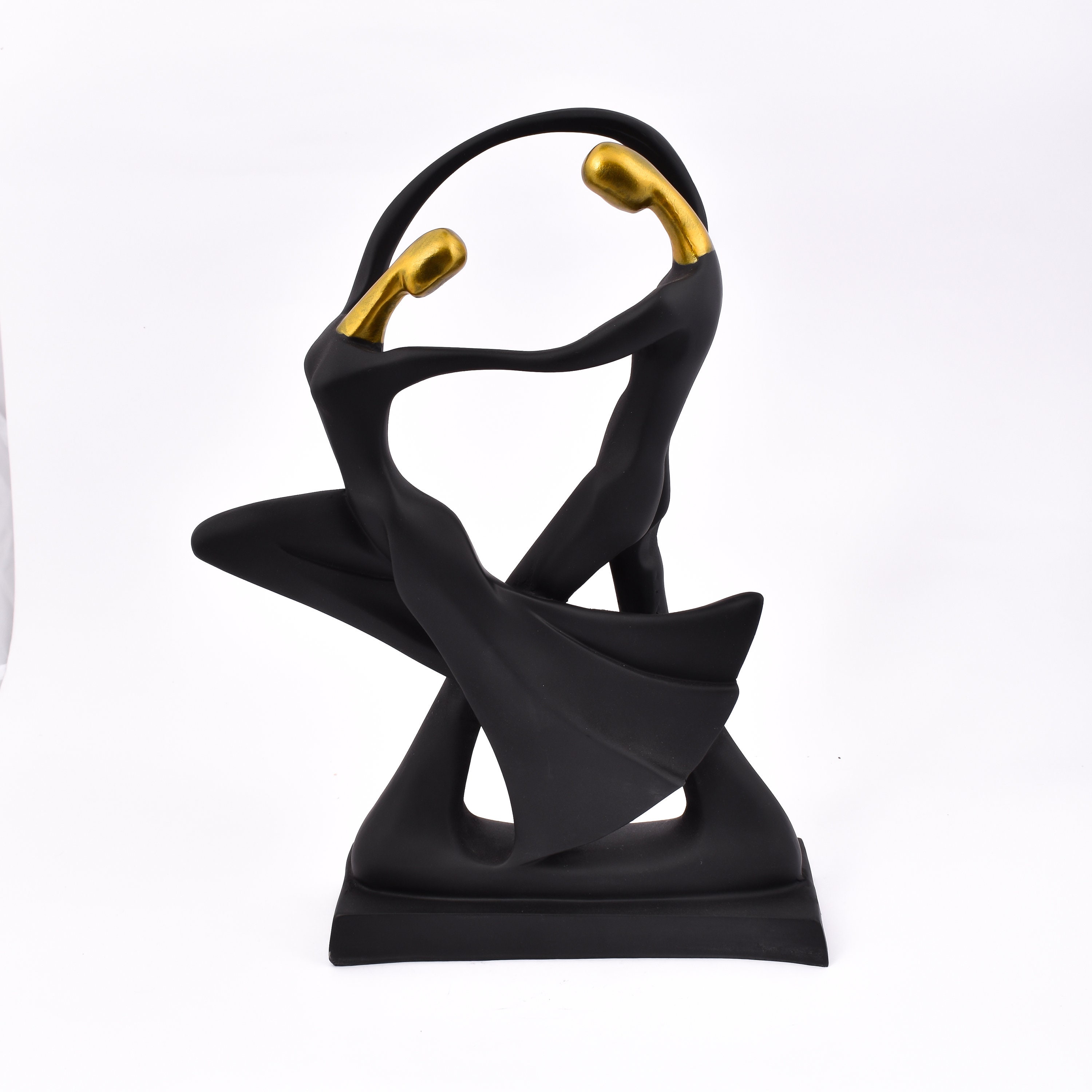 Abstract Dancing Couple Statue, Black and Gold Resin, Farmhouse Decor ...