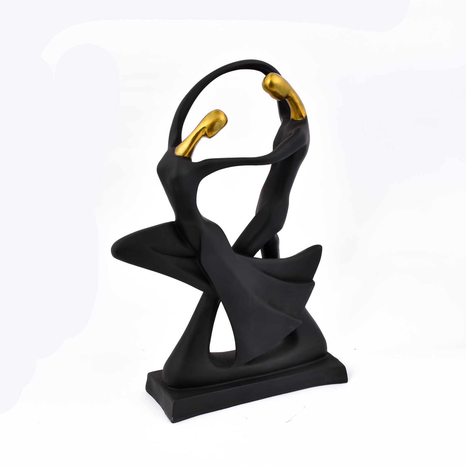 Abstract Dancing Couple Statue, Black and Gold Resin, Farmhouse Decor ...