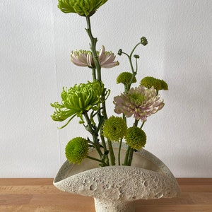 Beige vase with craters/ Ceramic vase with magma glaze image 9