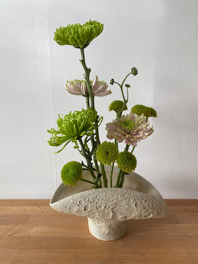 Beige vase with craters/ Ceramic vase with magma glaze image 9