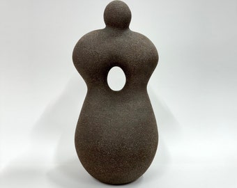 Biomorphic sculpture / Black abstract ceramic sculpture