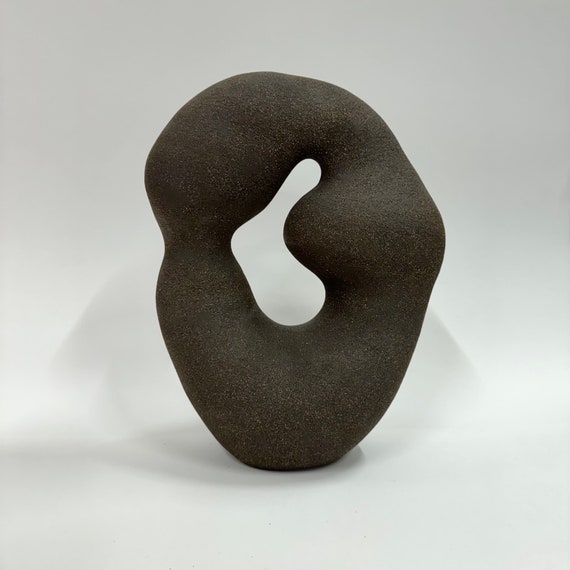 Black Abstract Ceramic Sculpture / Tall