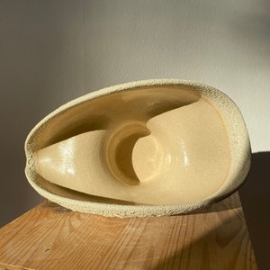Beige vase with craters/ Ceramic vase with magma glaze image 10