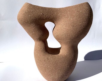Brown ceramic vase / Abstract sculptural vase