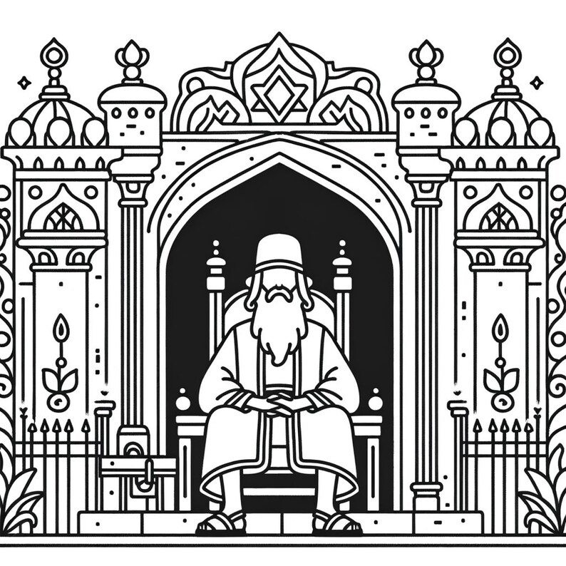 Mordecai at Palace Gates Purim Coloring Book Series 6 Pages, the Purim ...