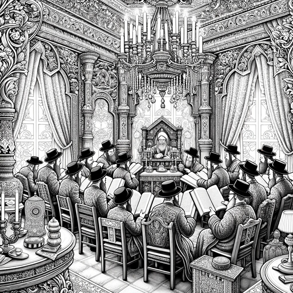 Reading the Megillah Coloring Book 7 Pages, the Purim Story, Printable ...