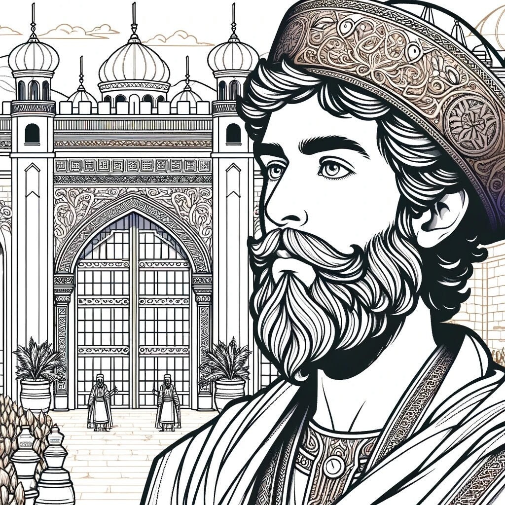 Mordecai at Palace Gates Purim Coloring Book Series 6 Pages, the Purim ...