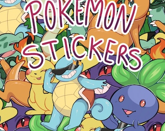 May include: A colorful collection of Pokemon character stickers. The stickers feature various Pokemon characters, including Squirtle, Charmander, Bulbasaur, and Pikachu. The stickers are perfect for adding a touch of fun to laptops, water bottles, notebooks, and more.