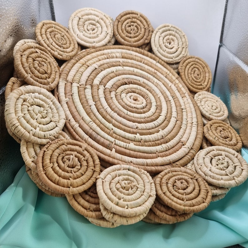 Handmade Raphia Placemats Set of 6 Unique Craftsmanship From Madagascar