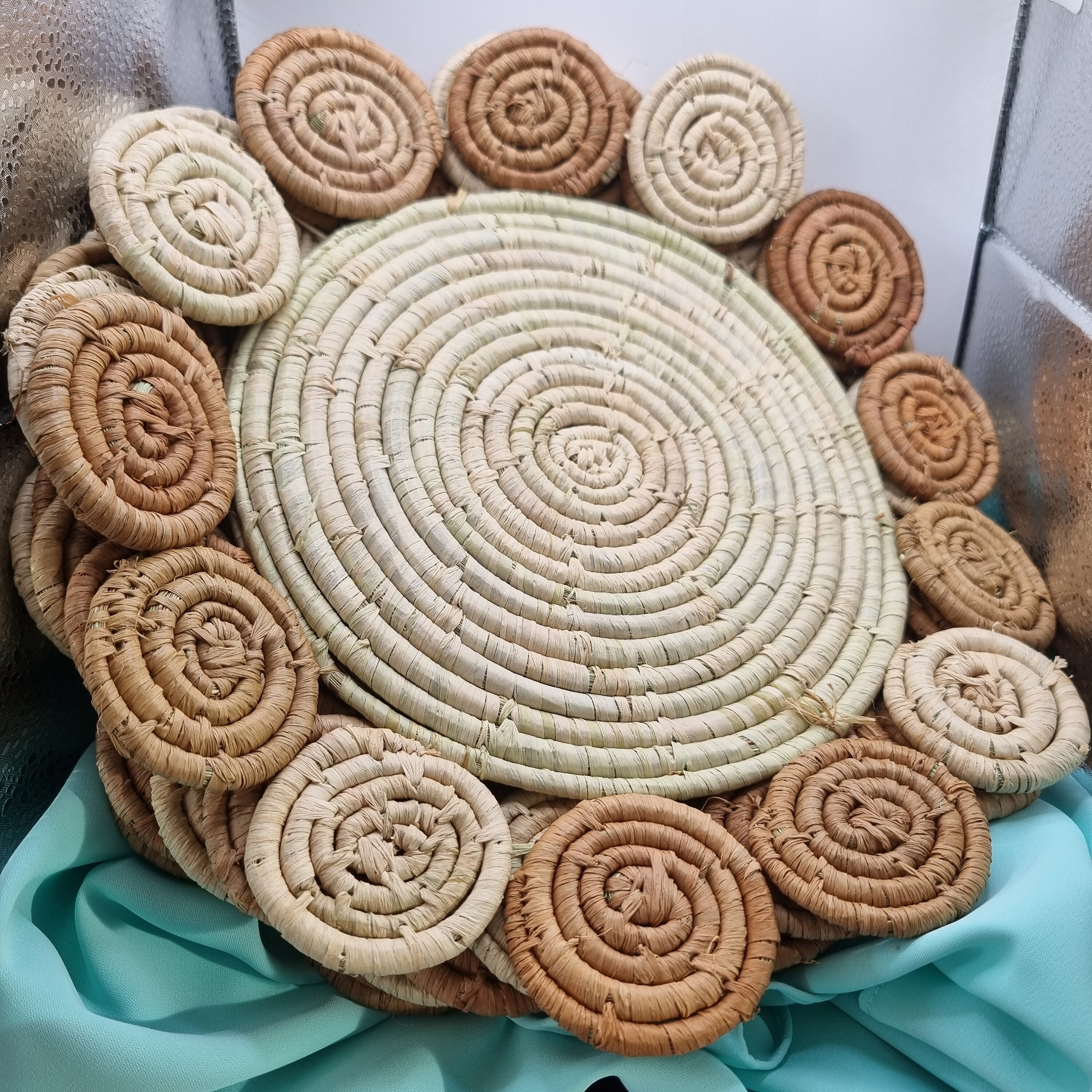 Handmade Raphia Placemats Set of 6 Unique Craftsmanship From Madagascar