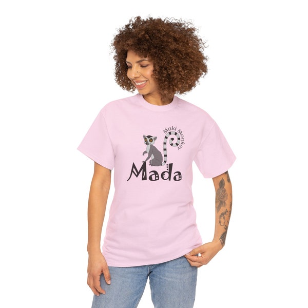 Maki Monkey "Mada" T-Shirt, Unisex Softstyle T-Shirt, Animal Print T-Shirt, Madagascar Motive T-Shirt, Love Camping Quote T-Shirt Gift