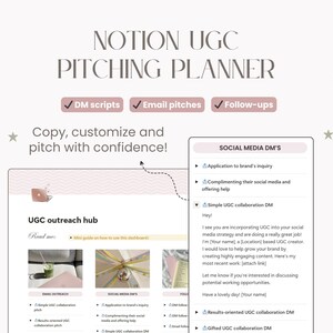 UGC Notion Brand Pitch Planner: Email + DM scripts for pitching brands. Confidently Pitch To Brands And Land More UGC Deals!