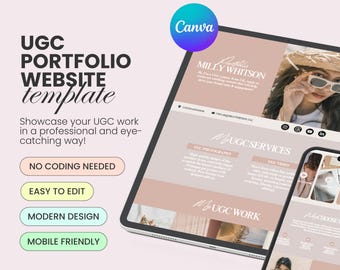 Canva UGC portfolio template, Canva UGC website, Canva editable website, UGC creator, Content creator, Aesthetic Canva template, ugc canva