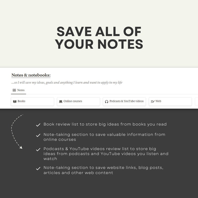 Notion Notebook Template Notion Note Taking Digital Etsy