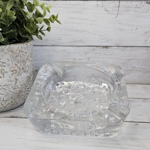 Vintage Blenko Clear Glass Ashtray