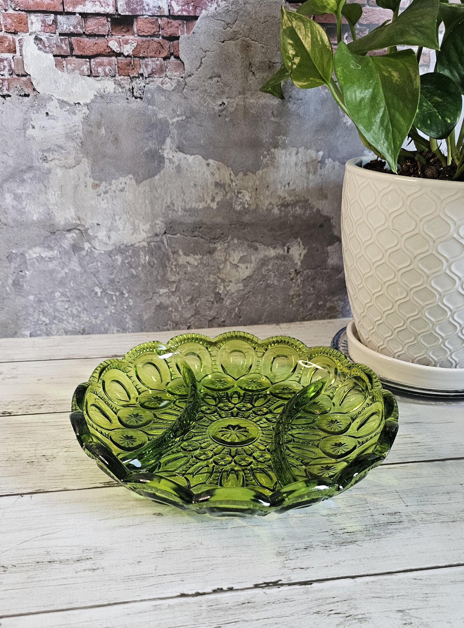 Image showcasing Vintage Green Glass Serving Dishes, Sold Separately - Etsy