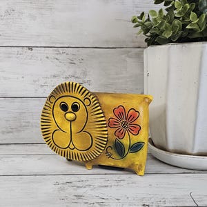 Vintage Funky Ceramic Yellow Lion Money Bank