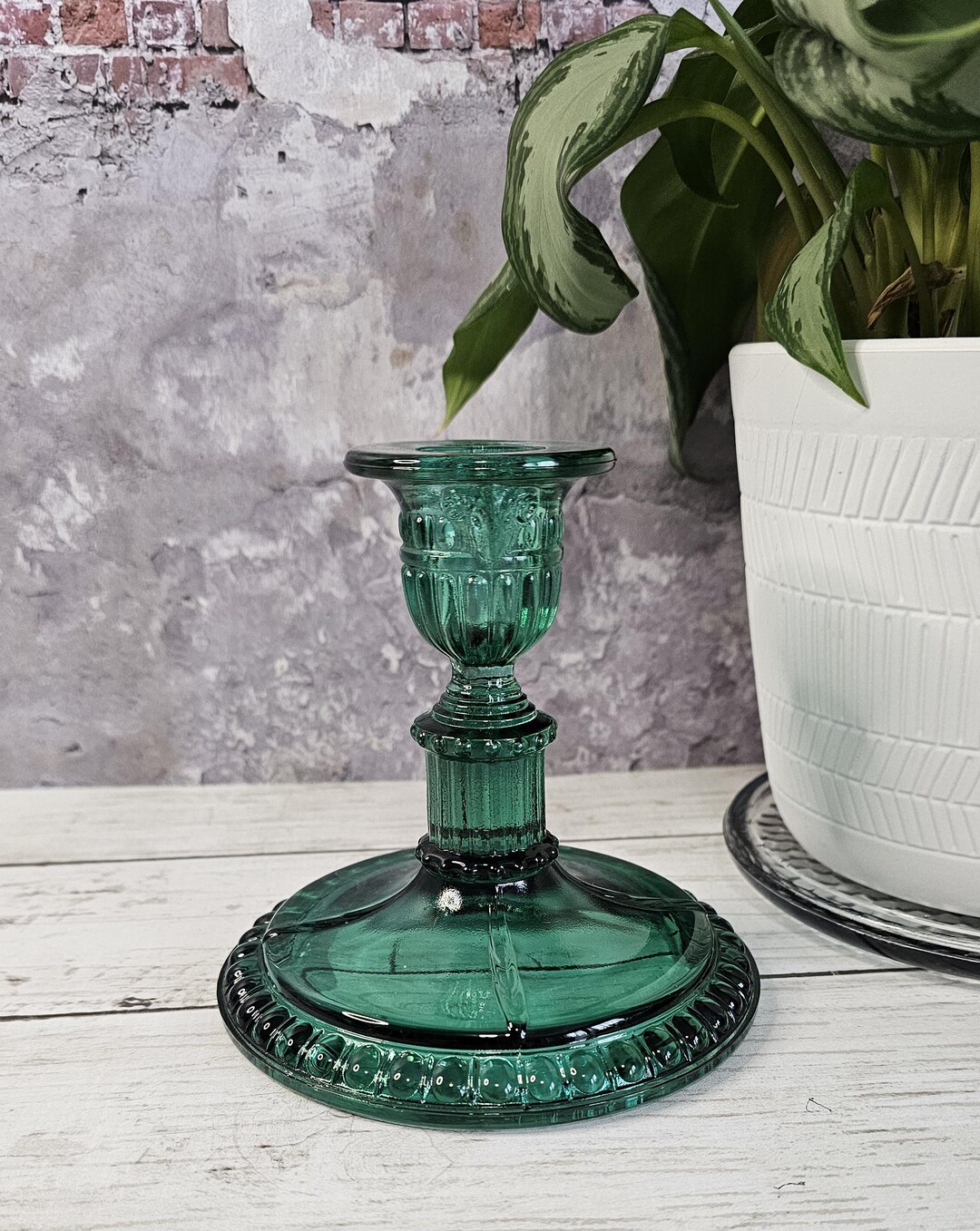 Fenton Emerald Green Rams Head Candlestick - Etsy