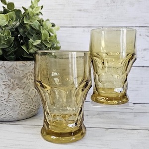 Anchor Hocking Vintage Georgian Honeycomb Pattern 1970&#39;s Beverage Glasses,  Set of 2