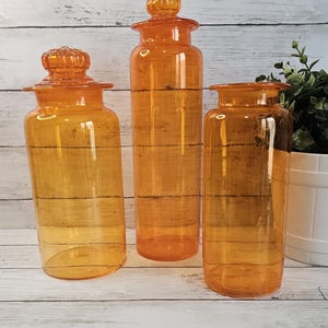 Takahashi Orange Glass Apothecary Jars - Etsy