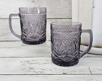 Cristal D&#39;arques-Durand, Amethyst Glass Coffee Mugs, Selling Each Individually
