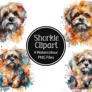 Acuarela Shorkie Png, 4 PNG de alta calidad, Shorkie Clipart, Shorkie PNG, Imprimible digital, Diario basura, Arte de papel, Scrapbooking