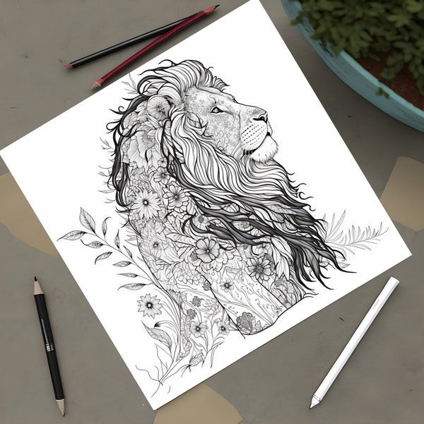 Big Cats - 40 Printable Coloring Pages - Instant Download!