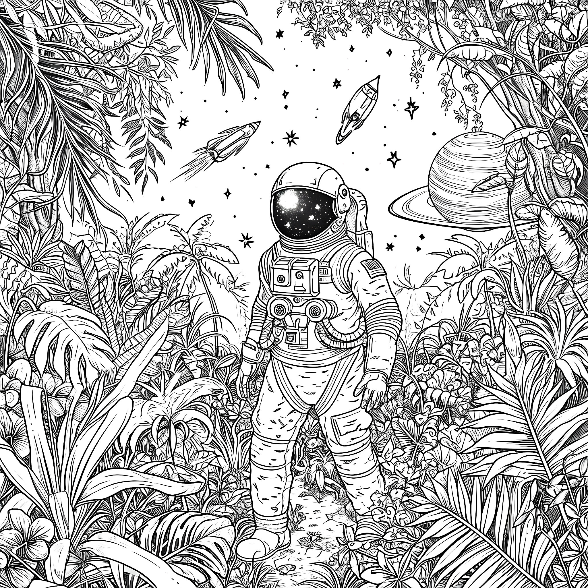 Space Jungle 40 Printable Coloring Pages Print or Color in Procreate