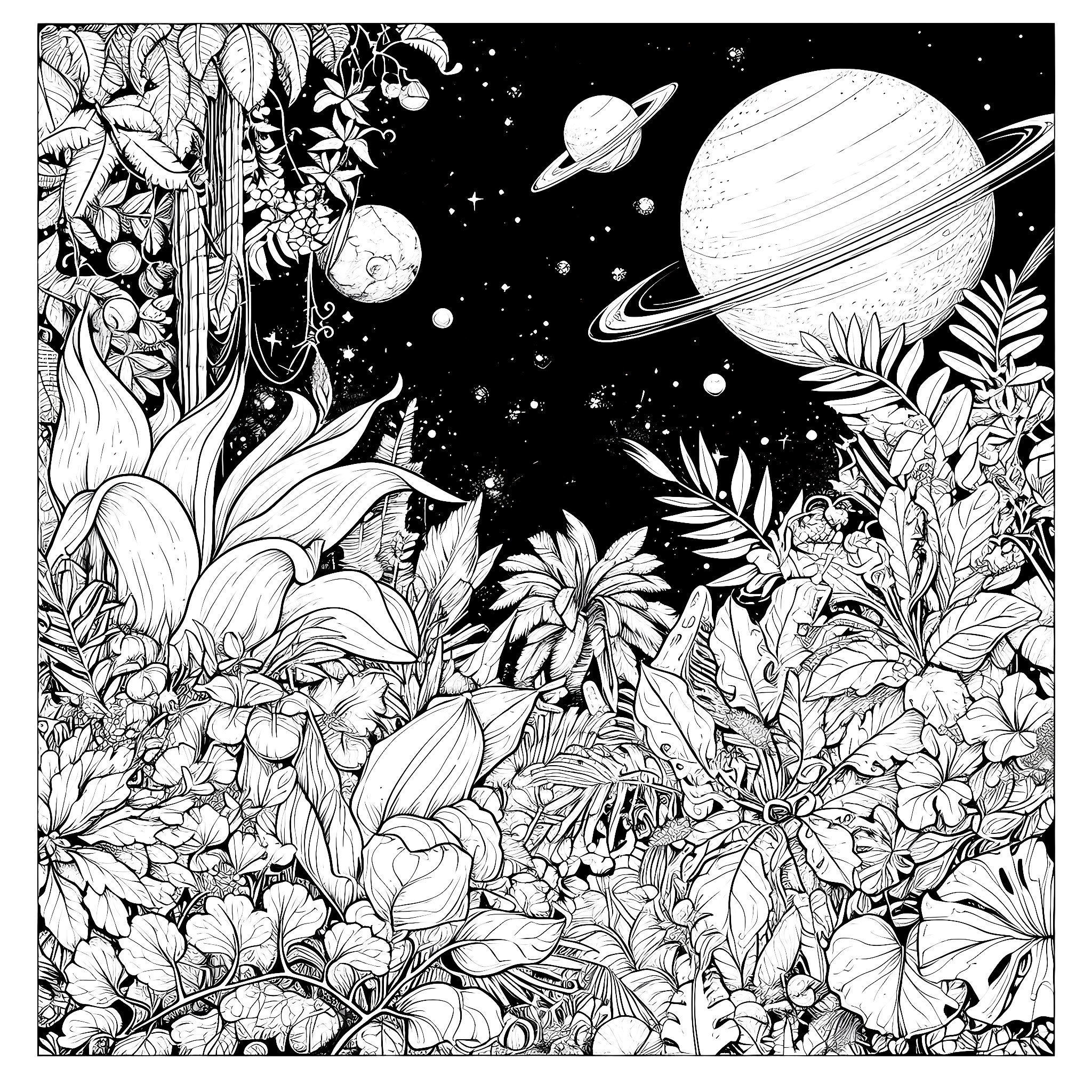 Space Jungle 40 Printable Coloring Pages Print or Color in Procreate