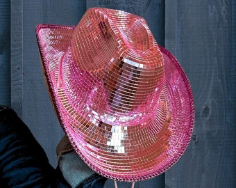 Concert Disco Ball Cowboy Hat With String | Bachelorette Hat | Sparkly Cowboy Hat | ERAS Tour Concert  Outfit I
