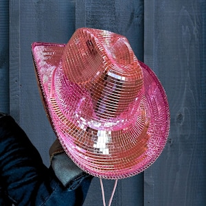 Concert Disco Ball Cowboy Hat With String | Bachelorette Hat | Sparkly Cowboy Hat | ERAS Tour Concert  Outfit I