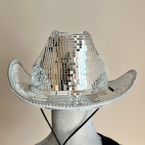 Concert Disco Ball Cowboy Hat With String | Bachelorette Hat | Sparkly Cowboy Hat | Renaissance Tour Outfit I