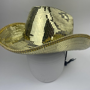 Concert Disco Ball Cowboy Hat With String | Bachelorette Hat | Sparkly Cowboy Hat | Renaissance Tour Outfit I