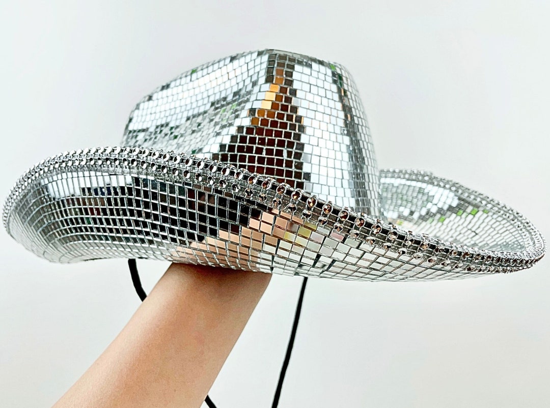 Concert Disco Ball Cowboy Hat With String Bachelorette Hat Sparkly