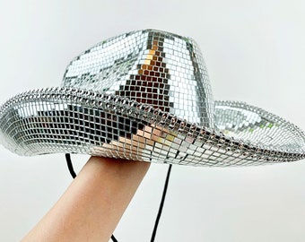 Concert Disco Ball Cowboy Hat With String | Bachelorette Hat | Sparkly Cowboy Hat | Concert  Outfit I