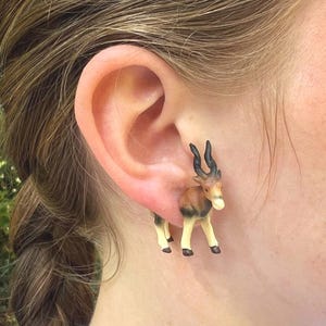 süßer Ohrring Gnu doppelseitiger Ohrstecker, Gnuohrring Gnuohrstecker,lustiges originelles Geschenk Gnu Gnuliebhaber,Schmuck Gnu, Gnuschmuck