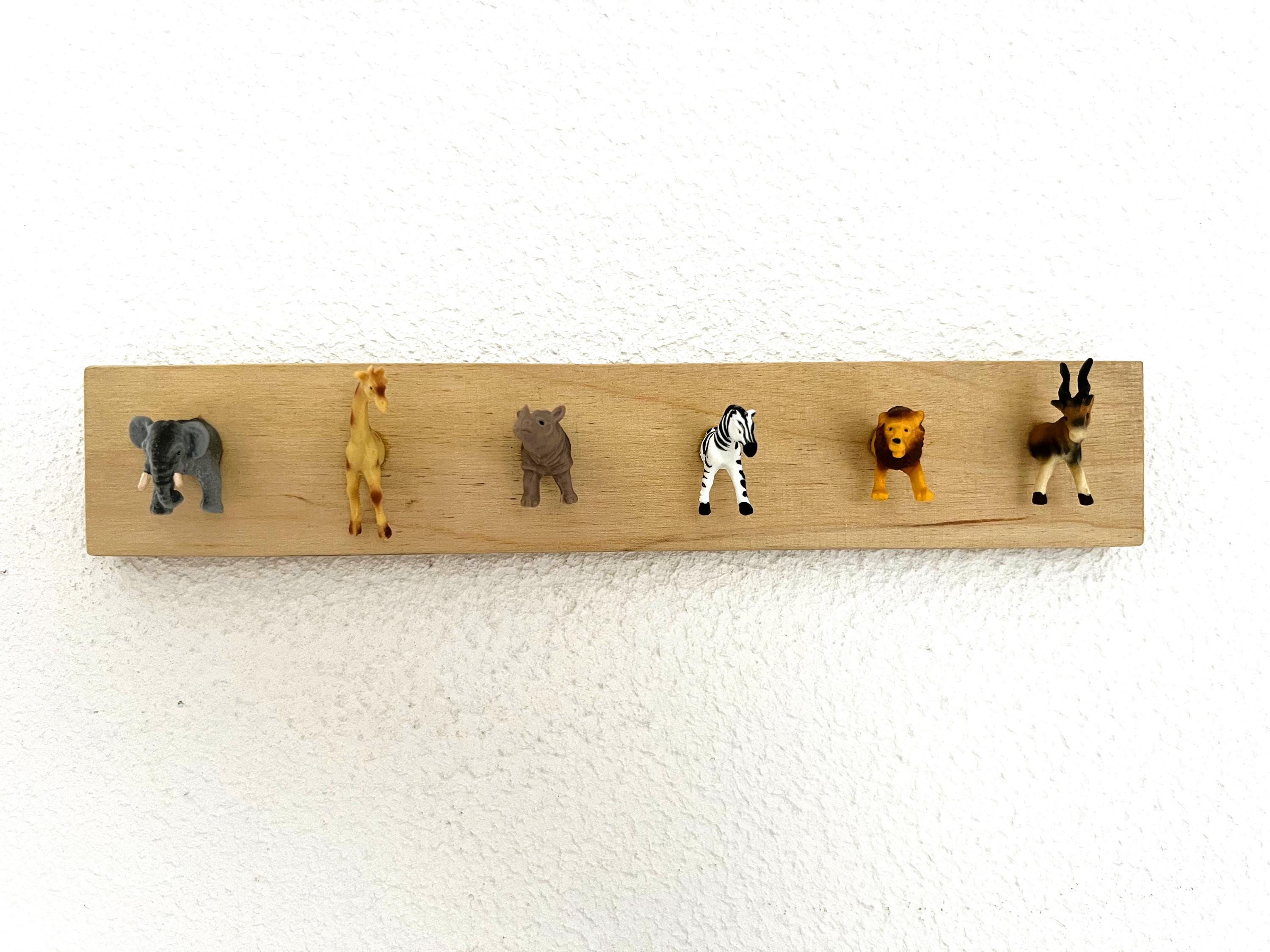 Key Rack With Wild Animal Designs: Elephant, Giraffe, Zebra, Lion, Wood ...