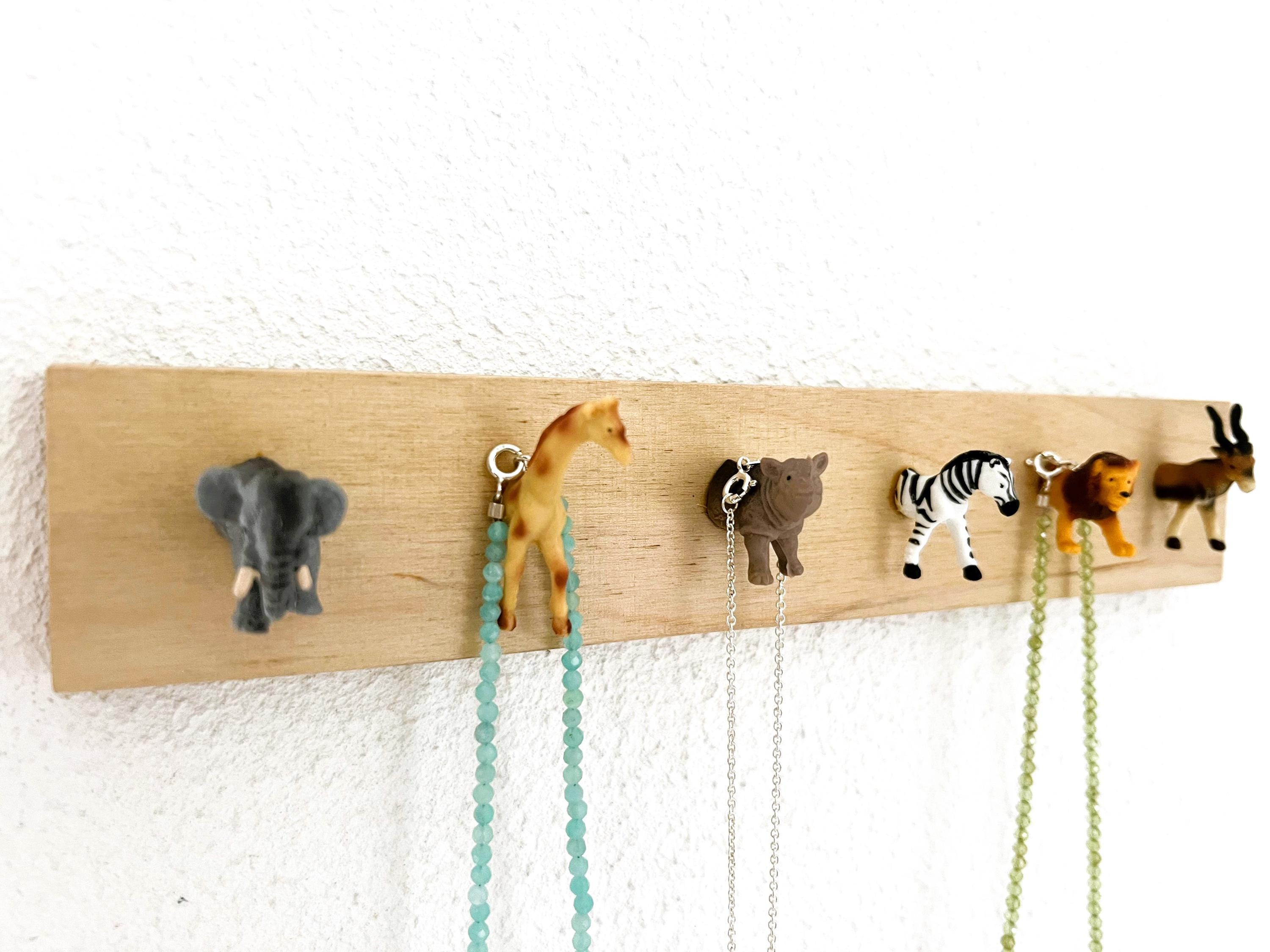 Key Rack With Wild Animal Designs: Elephant, Giraffe, Zebra, Lion, Wood ...