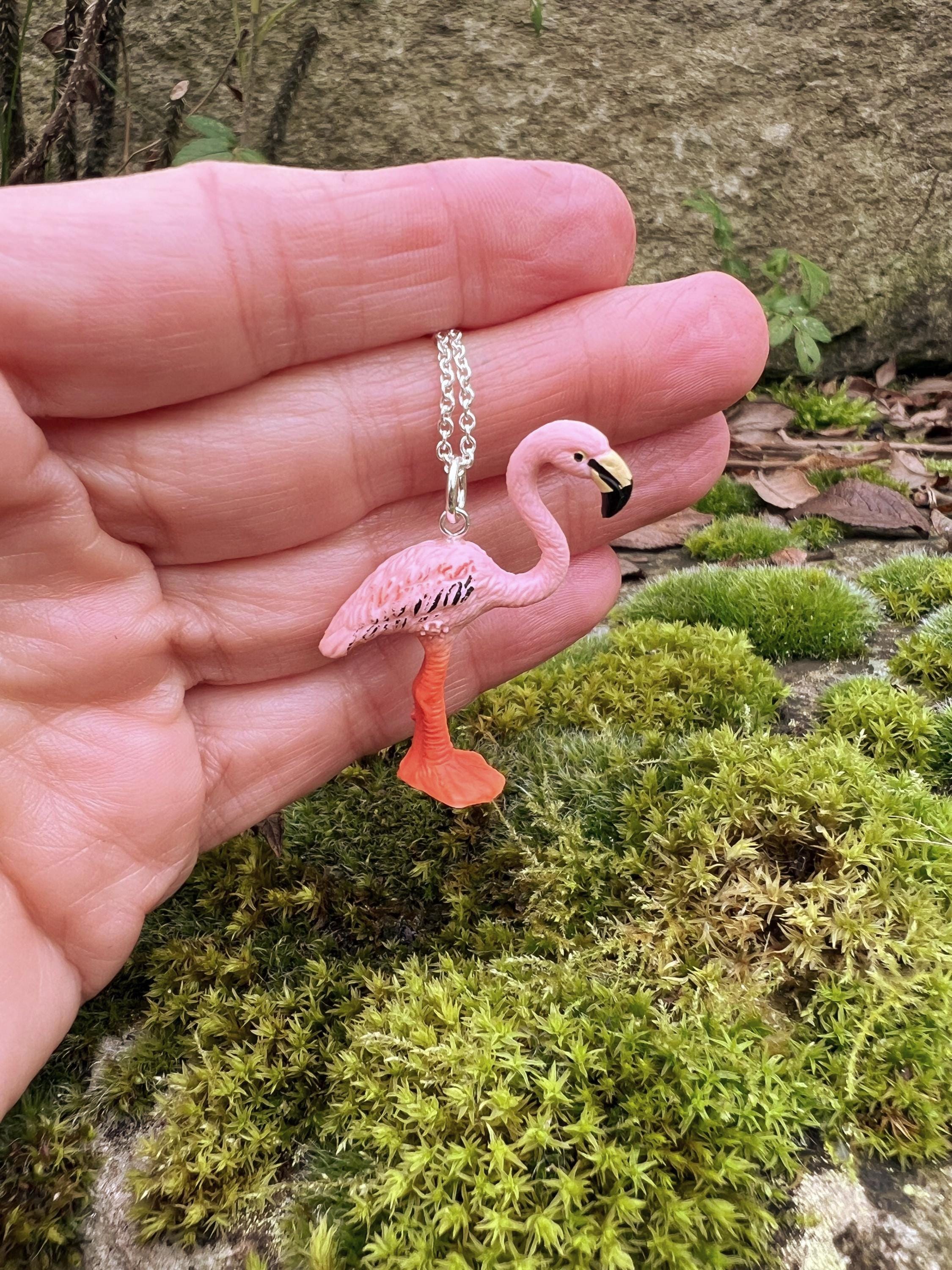 Collier Pendentif Flamant Rose Strass - Alliage Doré, Bijou De Fête Pétillant