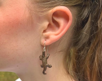 süßer Krokodil Ohrring hängend Krokodilohrring, Krokodilschmuck Krokodil Schmuck, lustiges ausgefallenes Geschenk Krokodil Krokodilliebhaber
